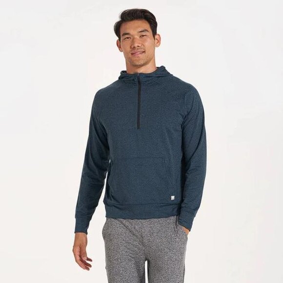 VUORI Men's Ponto Performance Half Zip Hoodie Size S In Indigo Heather - Picture 1 of 9